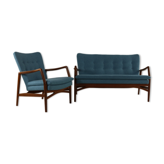Danish design loveseat and armchair by Kurt Olsen