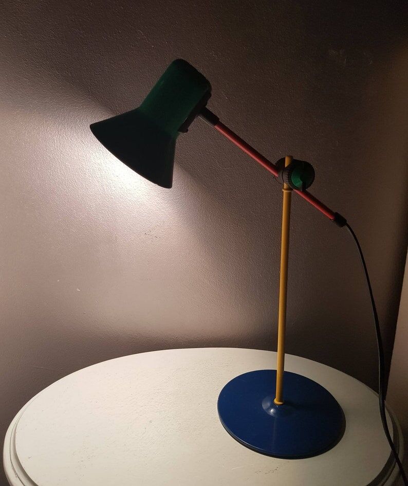 1980s metal desk lamp, Memphis style