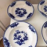 Set of 7 soup plates, Grand Bouquet Boch-Frères Keramis, 19th century