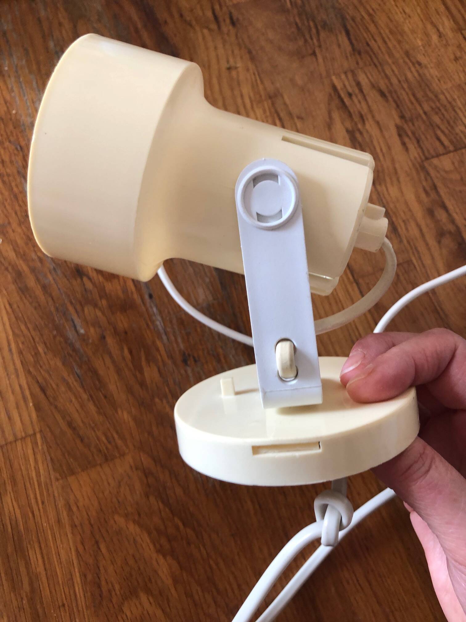 Vintage spotlight, off-white, ABS plastic, 70s