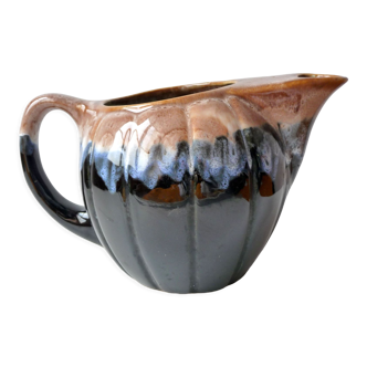 60s art deco pitcher, signed Alpho 268 - Alphonse Mouton - unique glazed ceramic