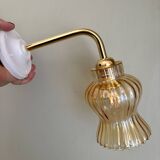 Vintage tulip angled wall light in amber glass