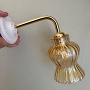 Vintage tulip angled wall light in amber glass