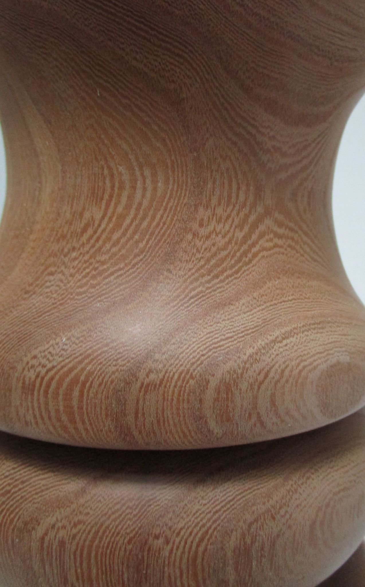 Pied de lampe XL bois massif veiné tourné vintage