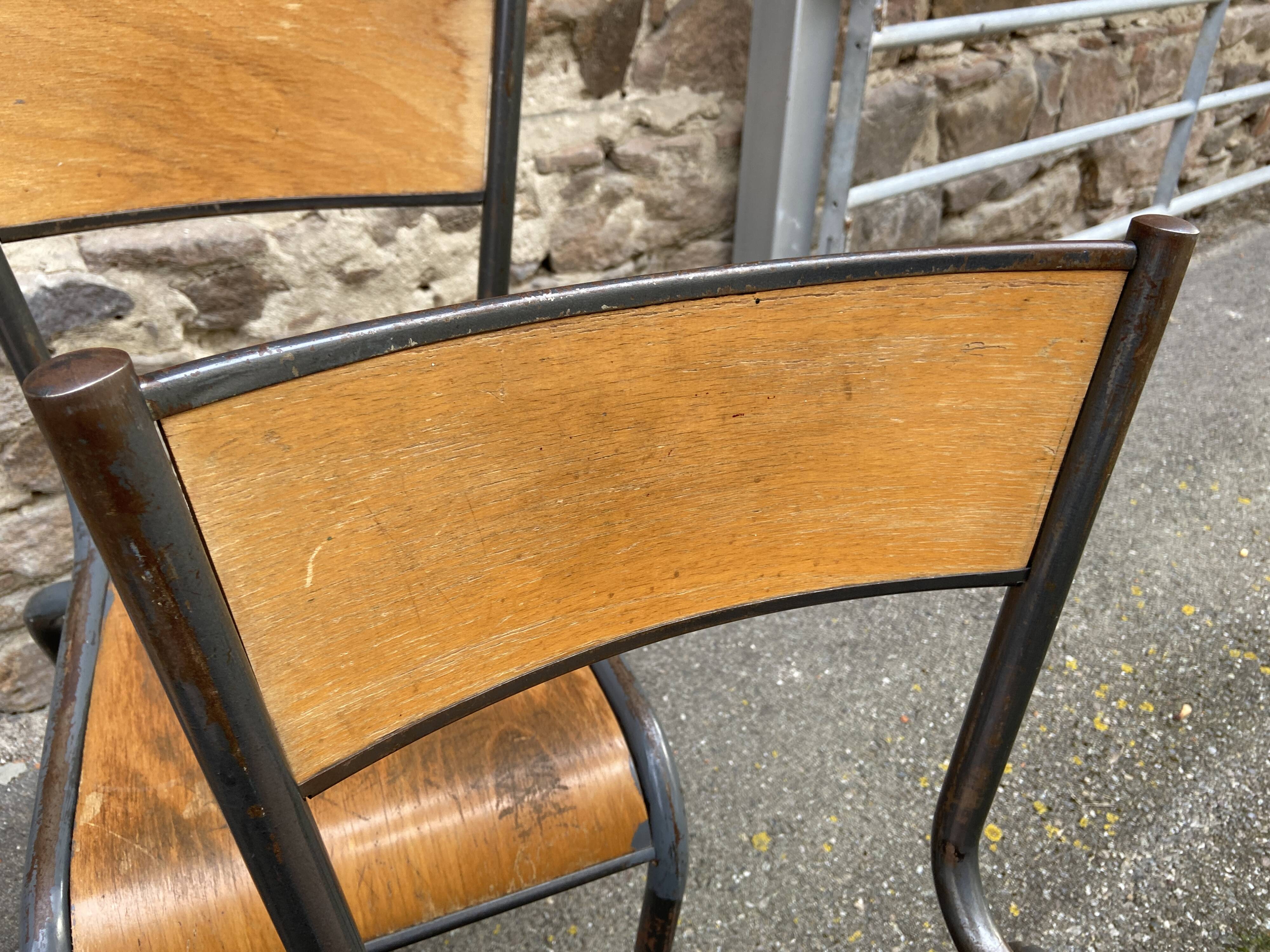 set of 4 industrial school chairs vintage school communities French School chairs Mullca