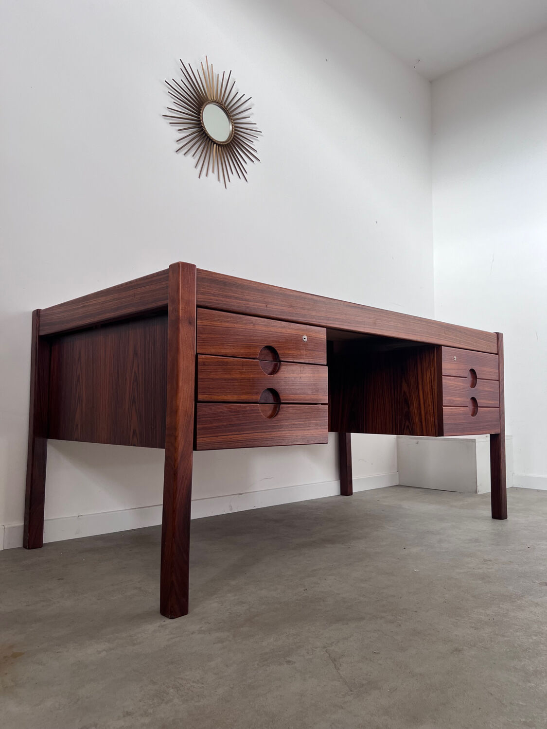 Old Danish Scandinavian desk in rosewood veneer designed by Christian Linneberg