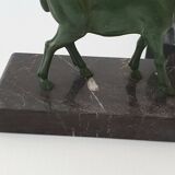 Pair of vintage ibex bookends from 1940-1950 in marble and metal.