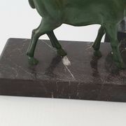 Pair of vintage ibex bookends from 1940-1950 in marble and metal.