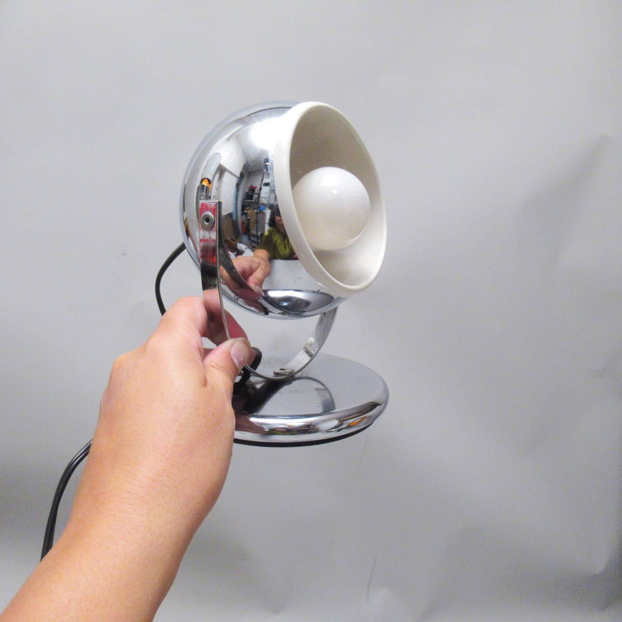 Pair of chrome ball lamps from the 1960s.