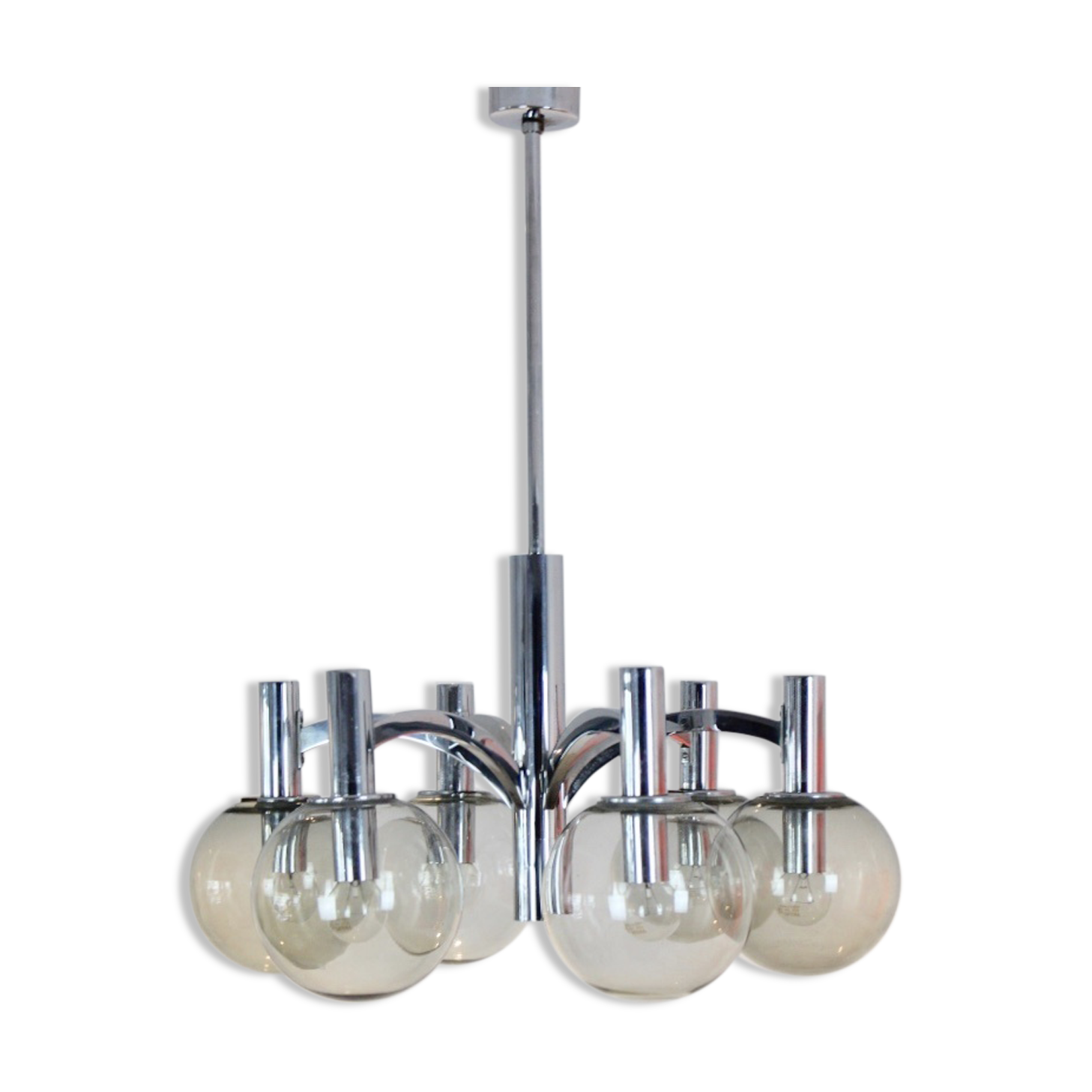 Chrome and glass vintage by Kaiser lights chandelier