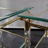 Pair of tables in brass, acrylic and glass