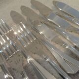 6 silver-plated fish cutlery sets 12p Christofle Atlantide