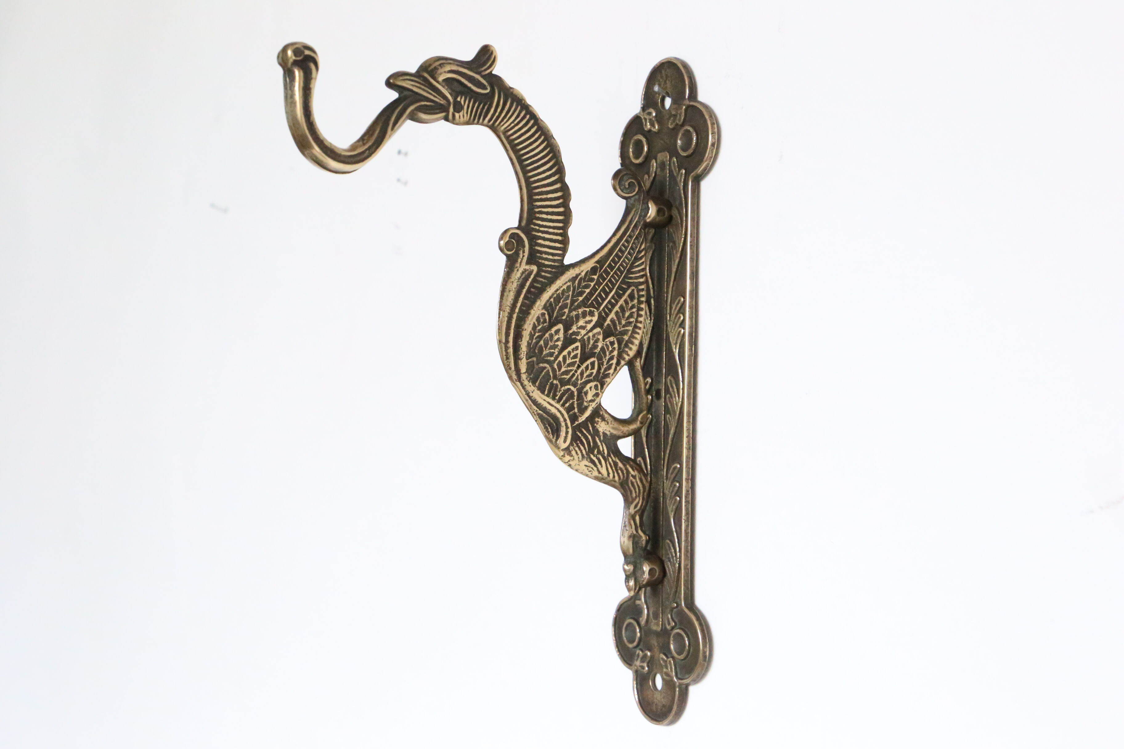 Gothic dragon rack, plant door or brass mantle holder