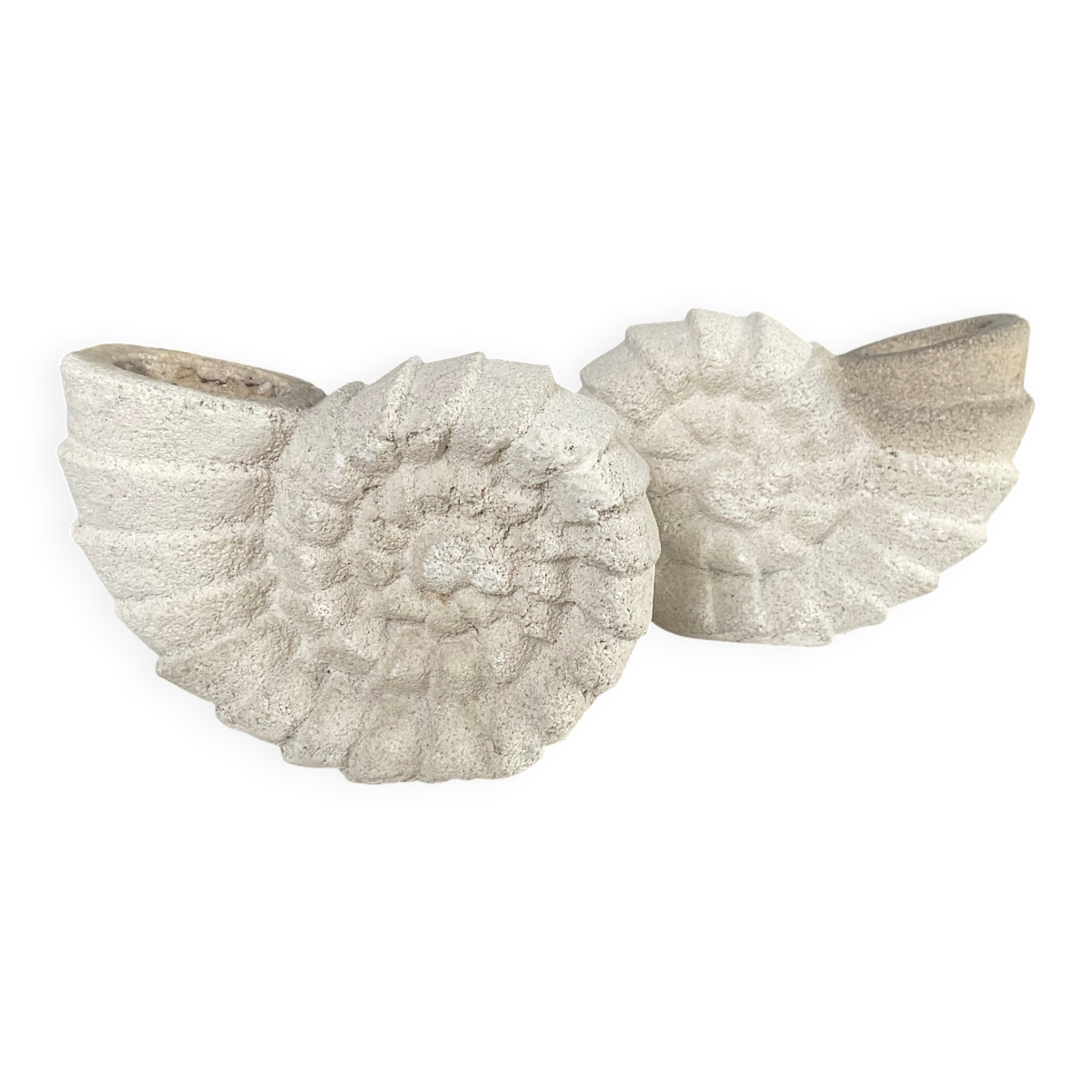 Vintage stone shell candlestick pair