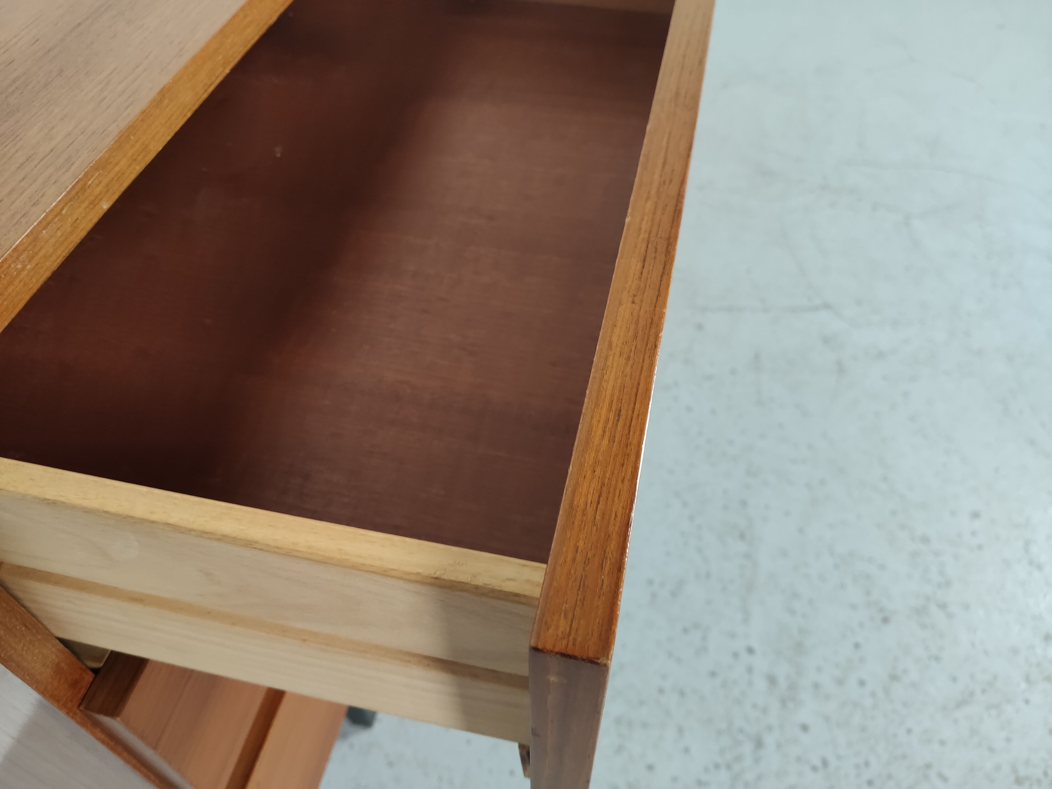 Scandinavian vintage teak and metal long sideboard, 60s