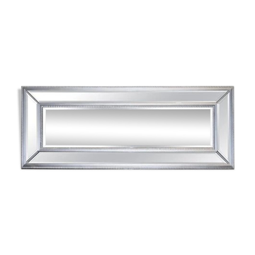 Large Bevelled Rectangular Mirror with Cushioned Silver Frame