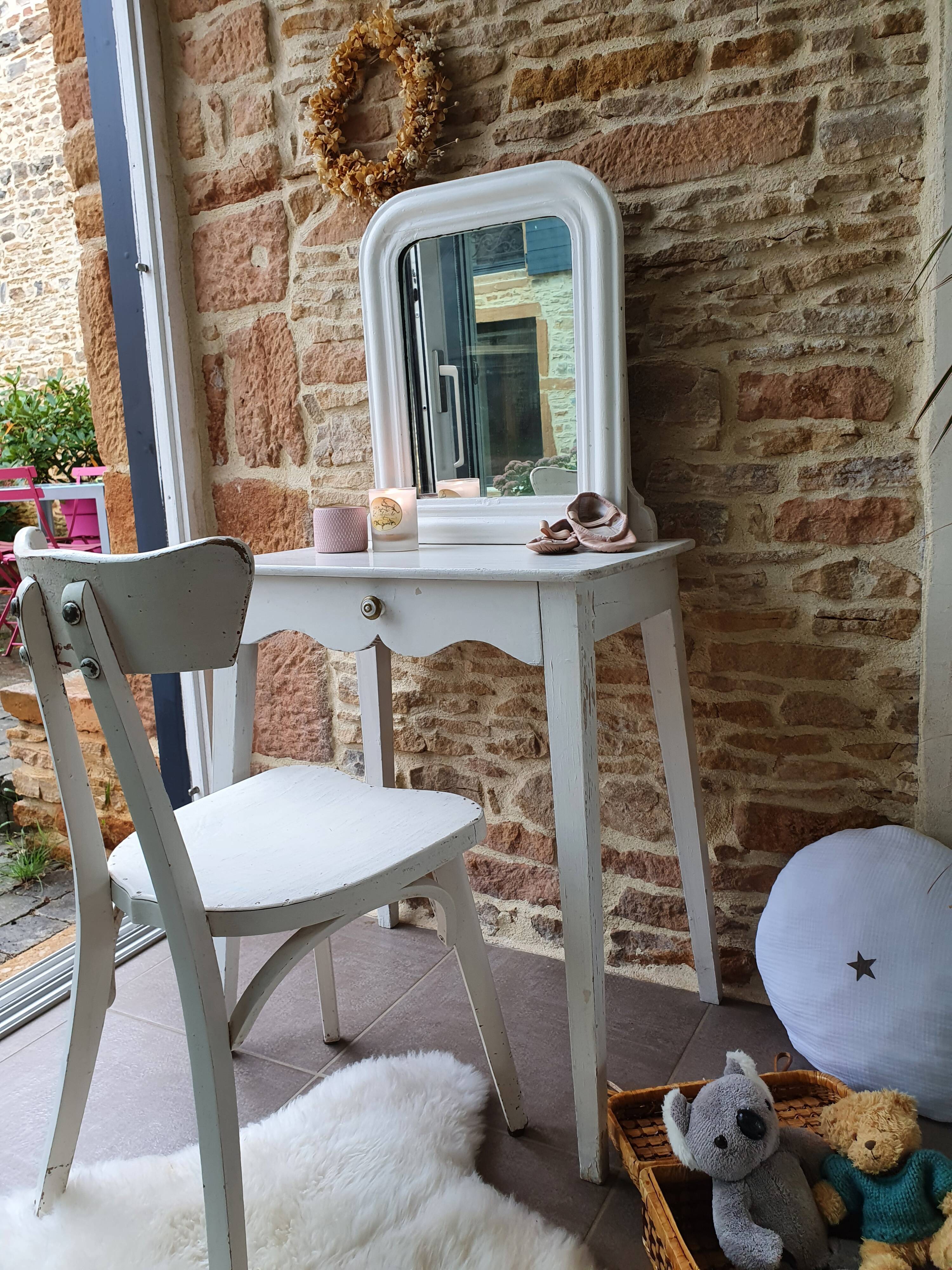 Dressing table and antique chair