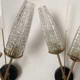 Pair of wall sconces from the 60s, gold metal and tulips.