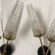 Pair of wall sconces from the 60s, gold metal and tulips.