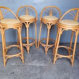 4 high bar stools in rattan vintage ep 1980