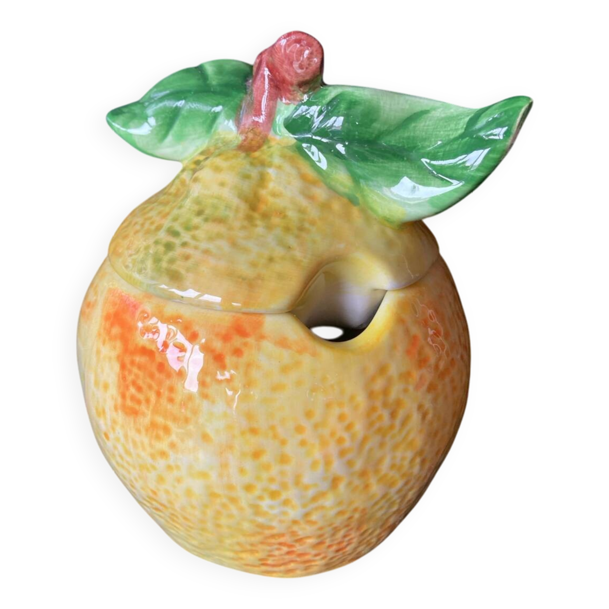 Orange slip sugar bowl