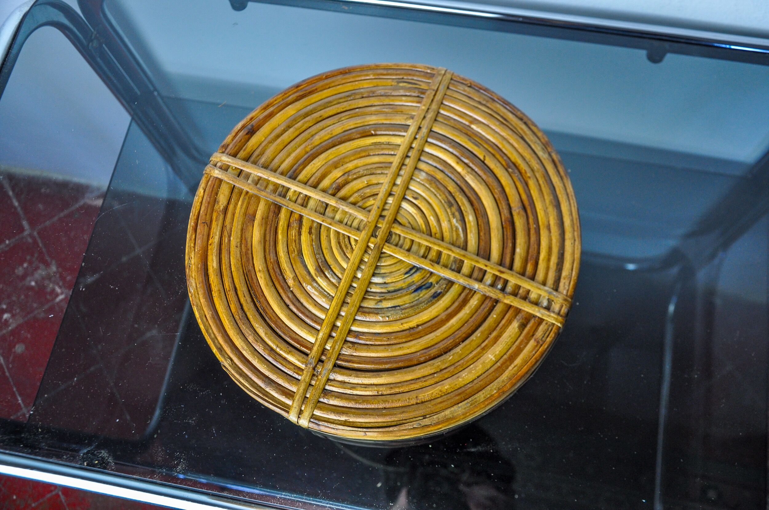 Rattan and brass top, Italy, 1970