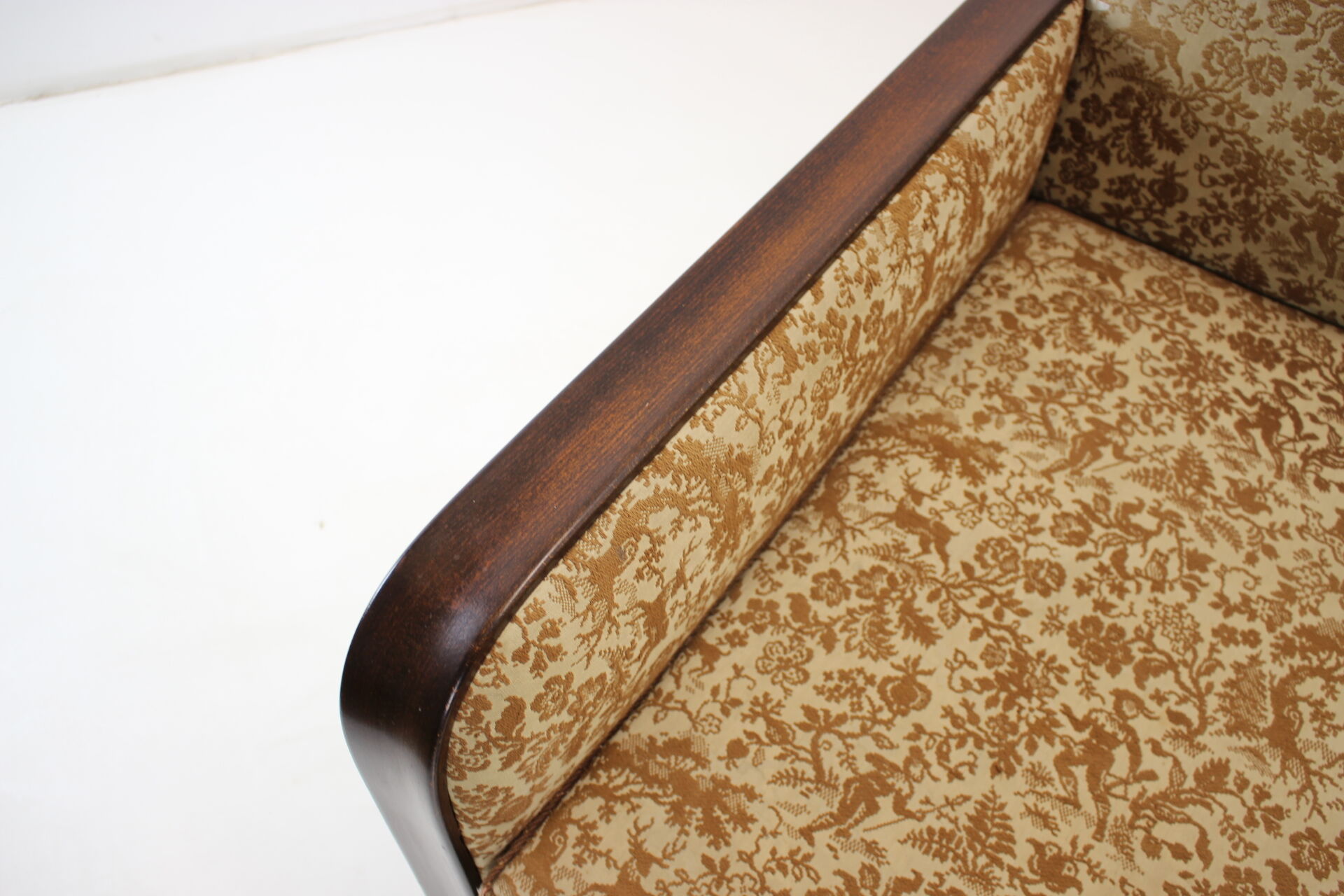 Art deco three-seater sofa designed by Jindřich Halabala, 1930's.