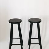 Pair wooden bar stools