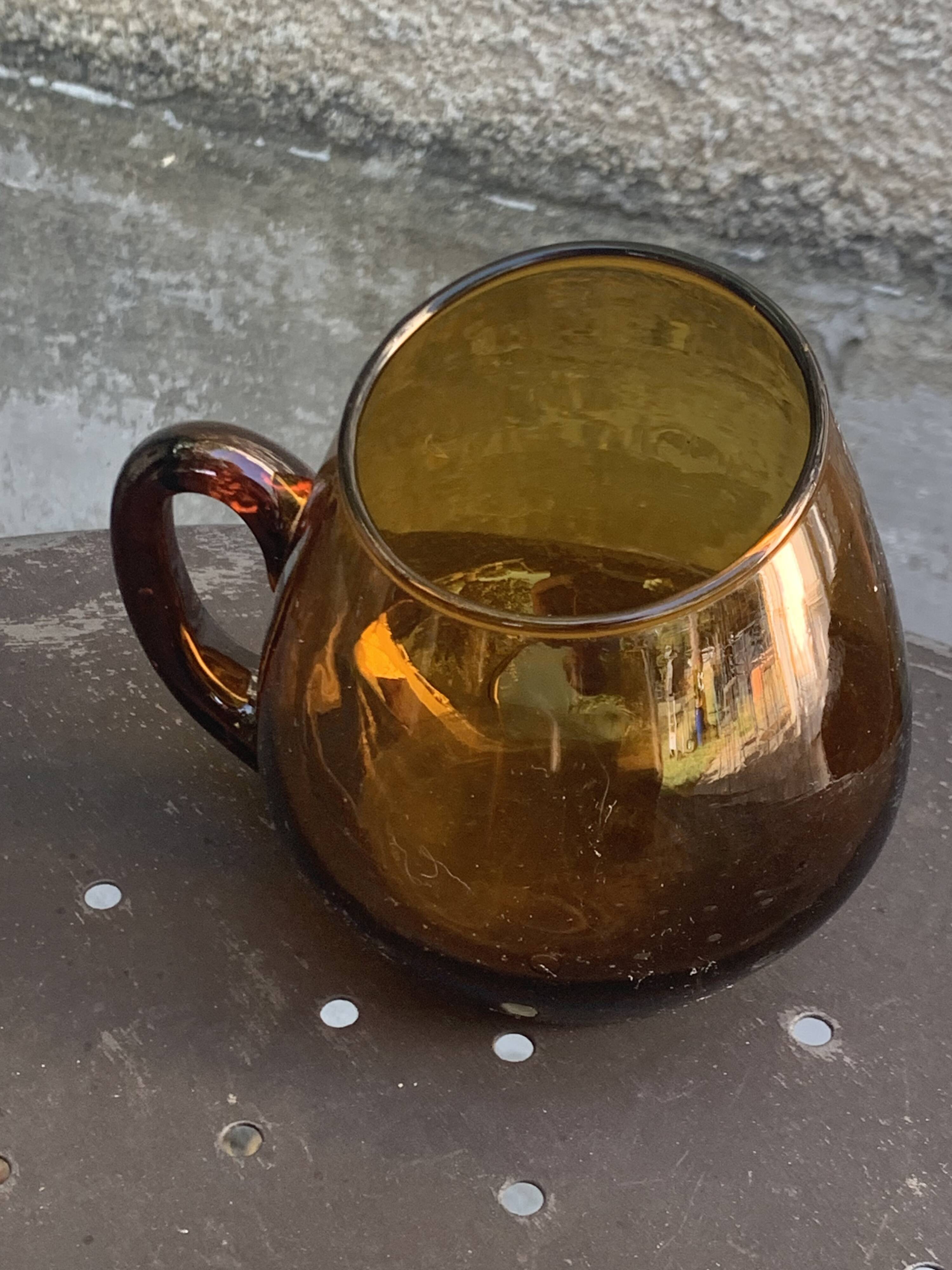 Set of 5 mugs, cups, glasses with handles, cocktail glasses, vintage glass