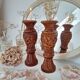 Candlestick / Vase in carved exotic wood
