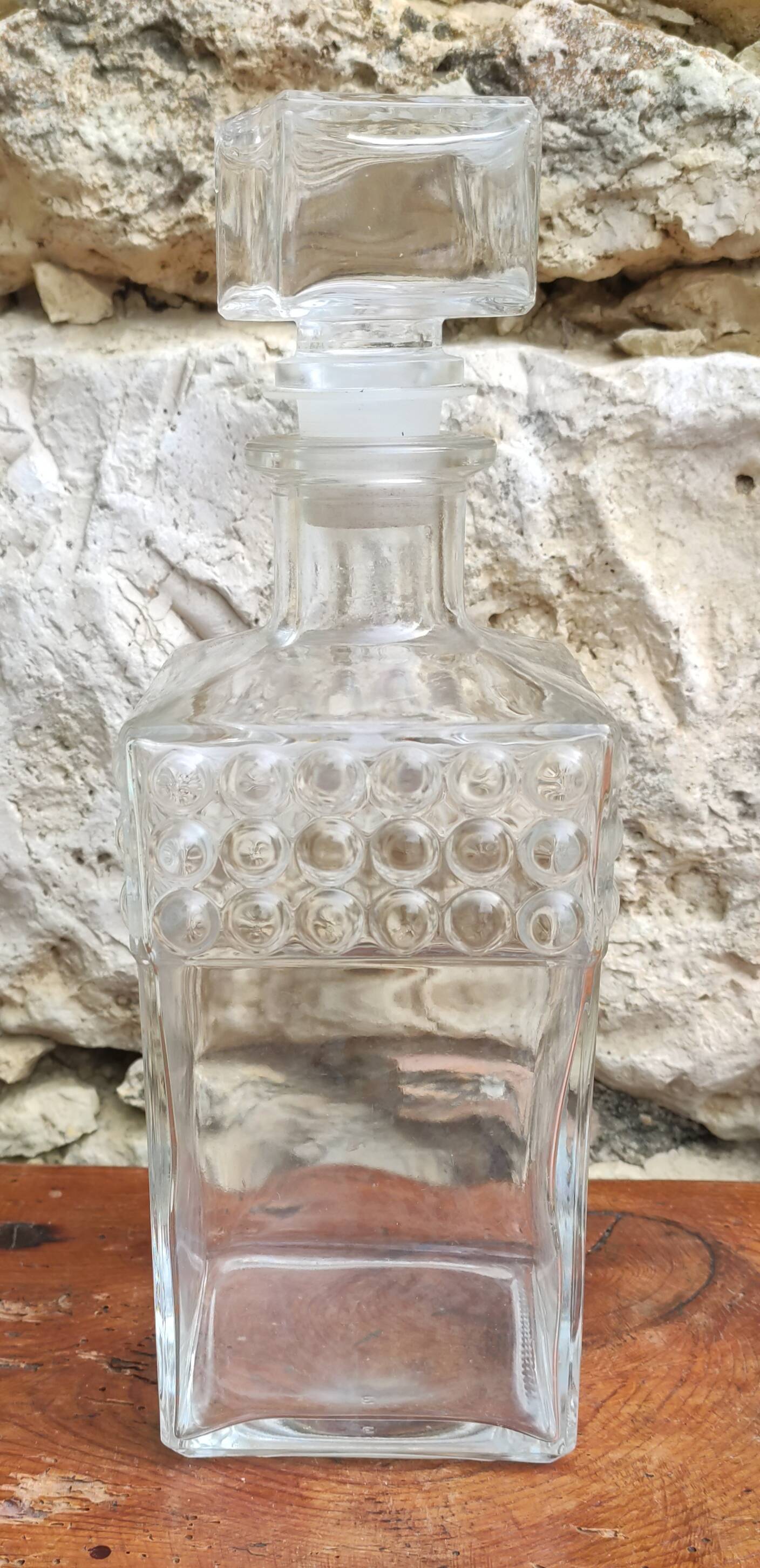 old glass whiskey decanter