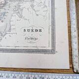 Sweden and Norway, old map, printed in 1852.