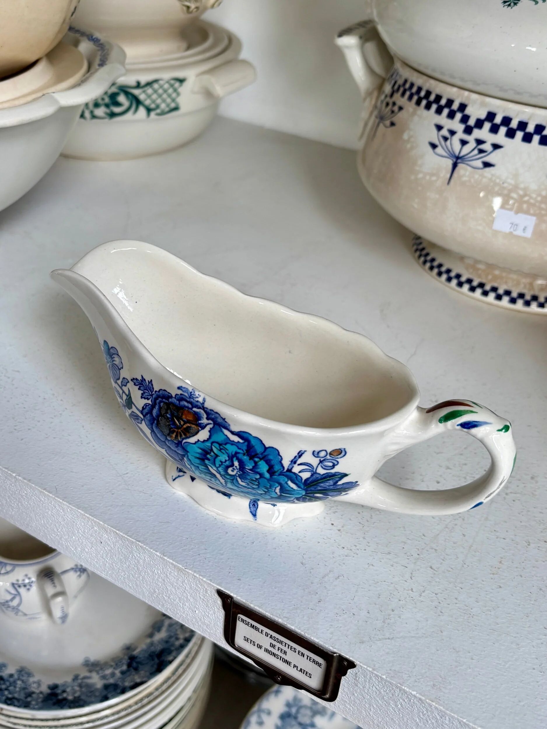 Mason's sauce boat in polychrome ironstone, "Belvedere" service - early 20th century