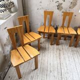 Set of 6 solid oak Seiltz chairs