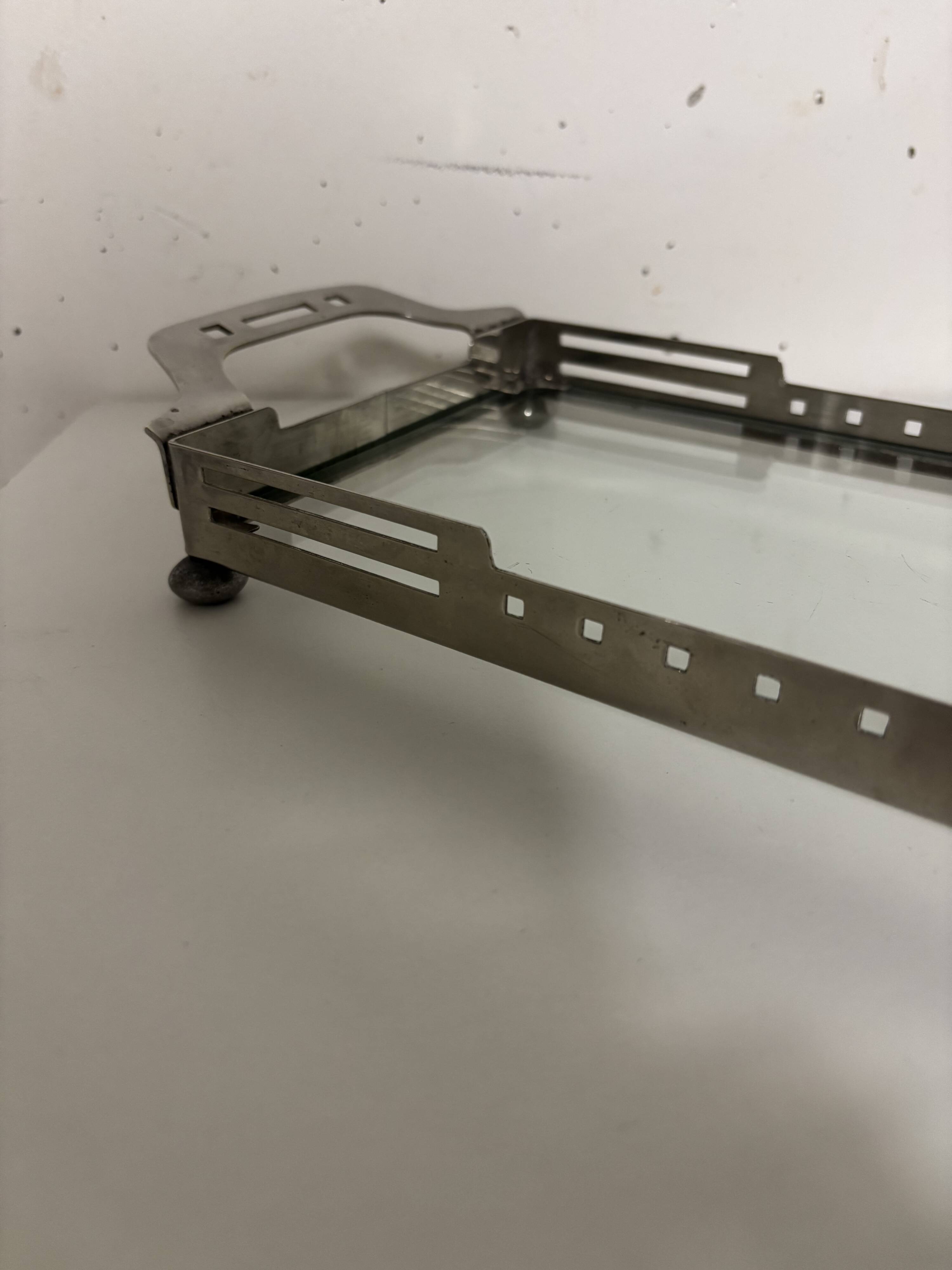 Art Nouveau style Hoffmann-style glass tray, Ofner design, 1920