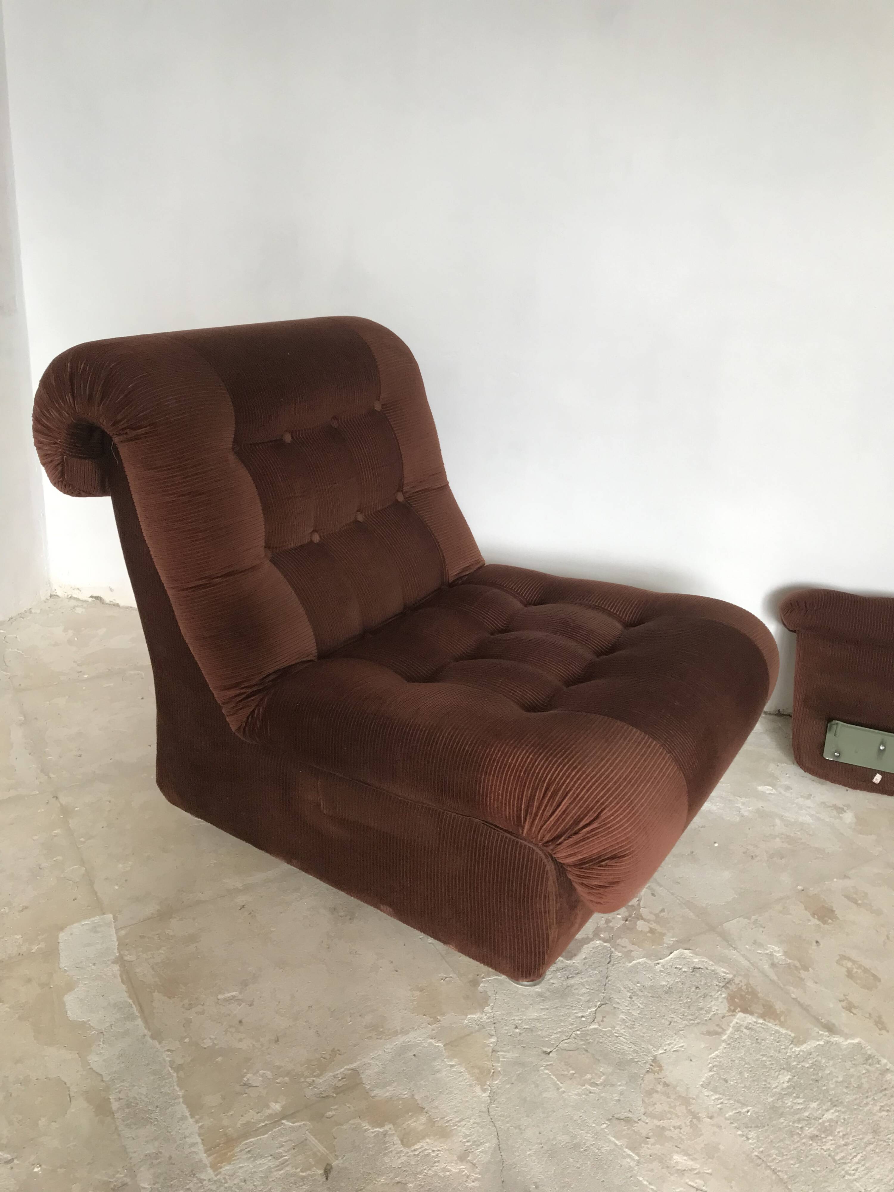 Vintage corduroy armchair 1970s