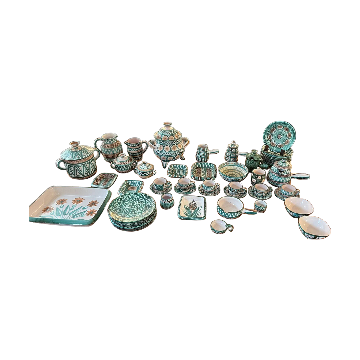 Ceramic service set signed by Robert Picault
