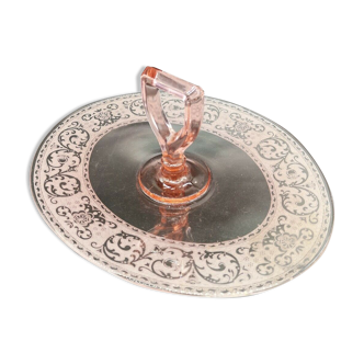 Dessert cheese platter or glass mignardises engraved acid décor arabesque