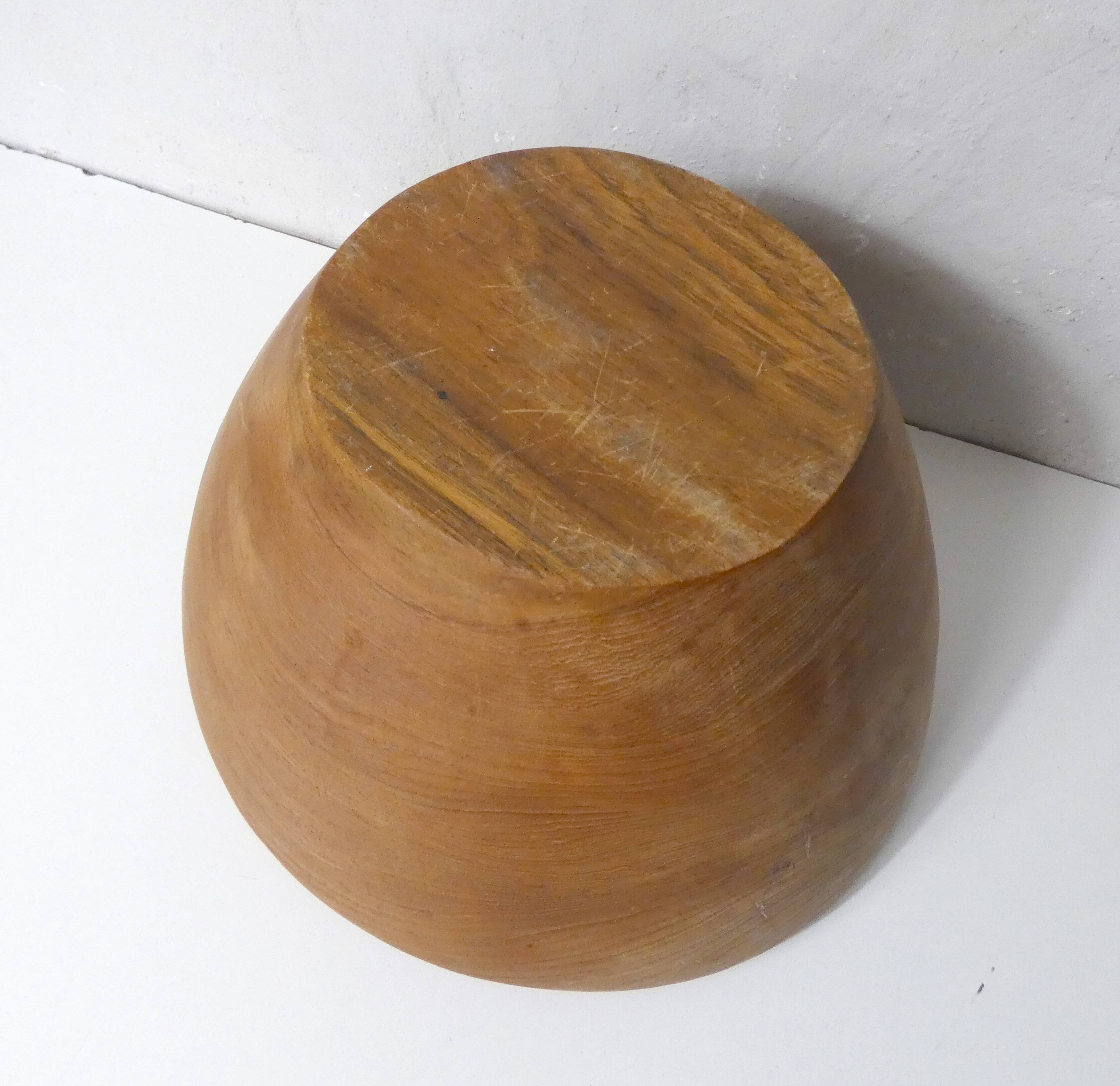 Large turned wooden salad bowl