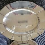 Glass sugar on art deco silver tray