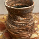 Small Vintage Marbled Terracotta Vase signed Bethany H 15.5 cm