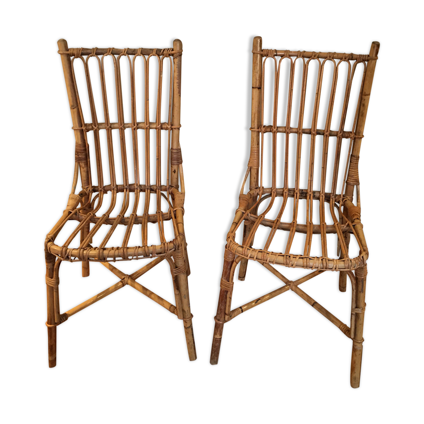 Paire de chaises rotin vintage