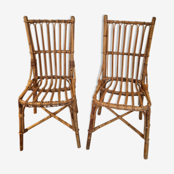 Paire de chaises rotin vintage