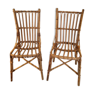 Paire de chaises rotin vintage