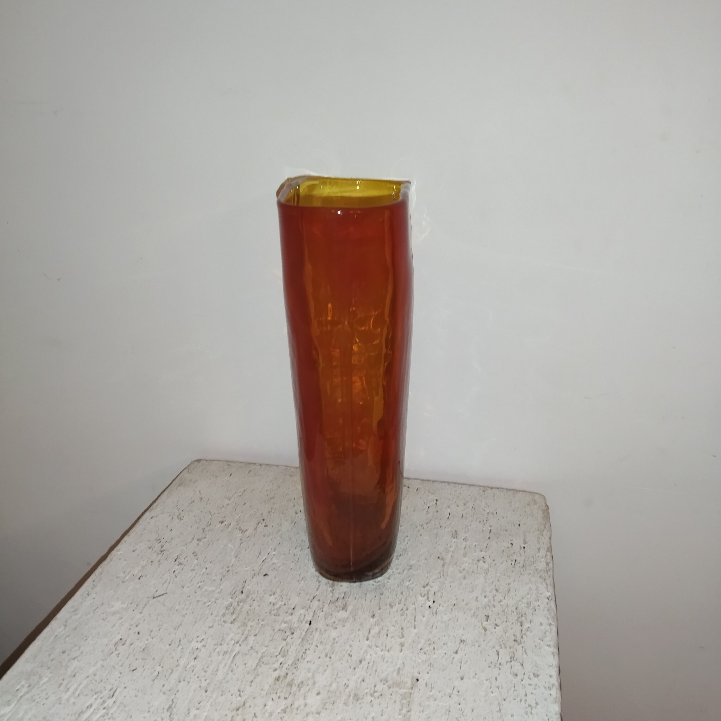 Vase verre soufflé moulé années 80