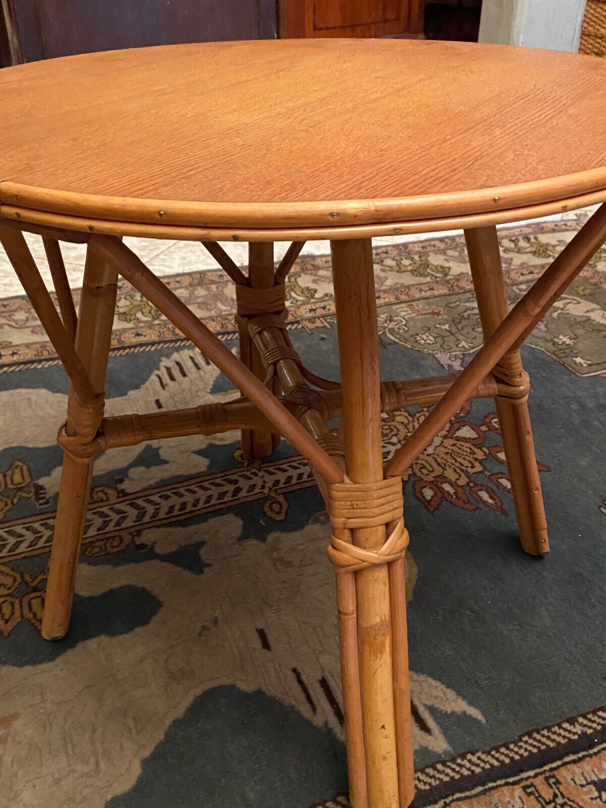Circular rattan coffee table 1970-1980