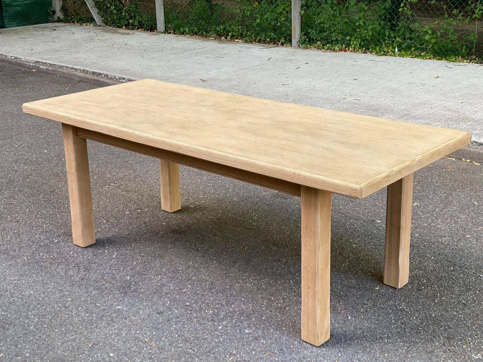 Table à manger de ferme décapée en chêne 1950 - 210cm