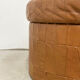 Brown leather patchwork storage pouffe