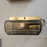 Pair of glass and brass wall lights, 1960s.