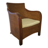 Vintage-Beautiful Colonial Style Armchair - Woven Rattan - Exotic Wood - 80s
